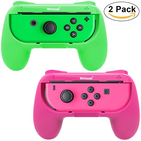 Whiteoak Joy-Con Grip, [Upgraded Version] Durable Joy-con Handle Controller Grip Kit for Nintendo Switch, 2 Pack (Green Pink)