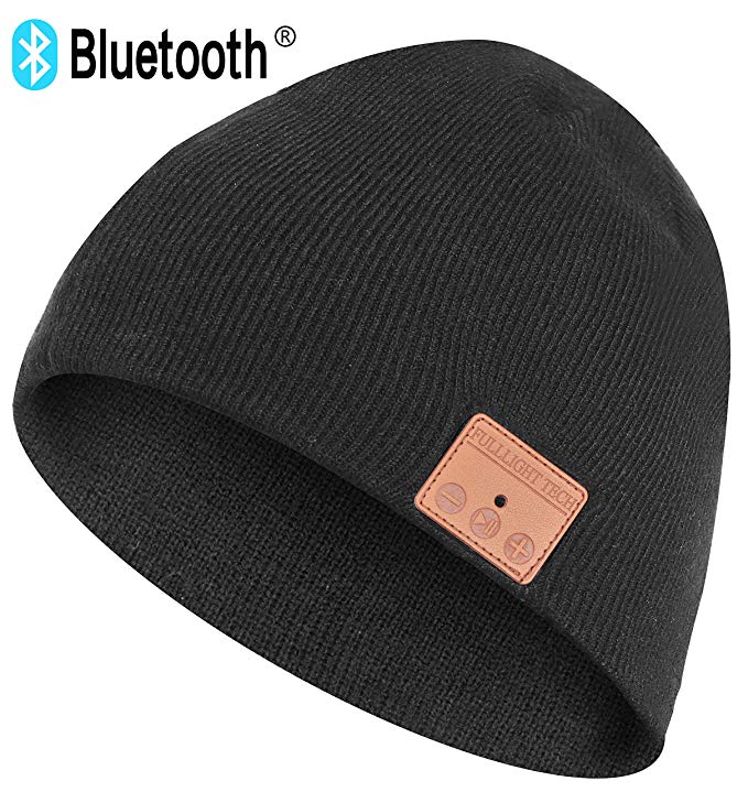 Upgraded V4.2 Bluetooth Beanie Hat Headphones Wireless Headset Unisex Winter Music Hat Knit Cap with Stereo Speakers & Mic Unique Christmas Tech Gifts for Women Men Teen Boy Girls FULLLIGHT TECH BT-01
