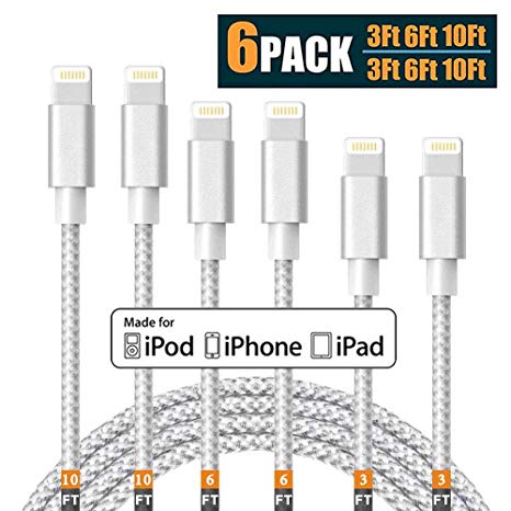 JR TECHNIK Lightning Cable, MFi Certified iPhone Charger Cable Nylon Braided USB Charging & Syncing Cable Compatible with iPhone XS MAX XR X 8 8 Plus 7 7 Plus 6s 6s Plus 6 6 Plus and More