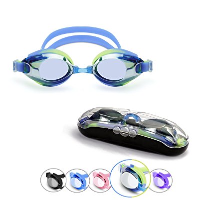 Adult Swim Goggles, Sprive Classic Anti-Glare Mirror Coat Lens (Age 15+) with Protective Case, Nose Clip, Ear Plugs. UV Protection, 100% Silicone, Hypoallergenic, Waterproof, Soft, Comfortable.