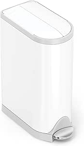 simplehuman Diaper Can with Odor Control System (Odorsorb Pods and Odorsorb Liners), 18 Liter/ 4.8 Gallon, White Stainless Steel