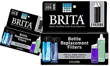 Brita Water Filter Bottle Replacement Filters, 4 Count (2 Packs of 2)