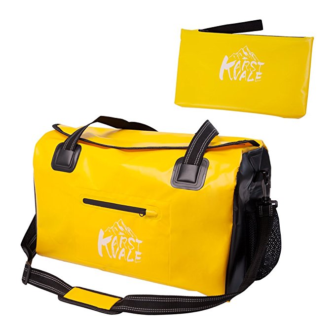 Karst Vale Waterproof Duffel Bag,40L Travel Tote Luggage Bag with Shoulder Strap,Yellow