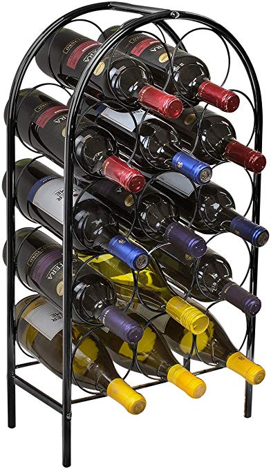 Sorbus Wine Rack Stand Bordeaux Chateau Style - Holds 14 Bottles of Your Favorite Wine - Elegant Storage for Kitchen, Dining Room, Bar, or Wine Cellar (14 Bottle - Black)