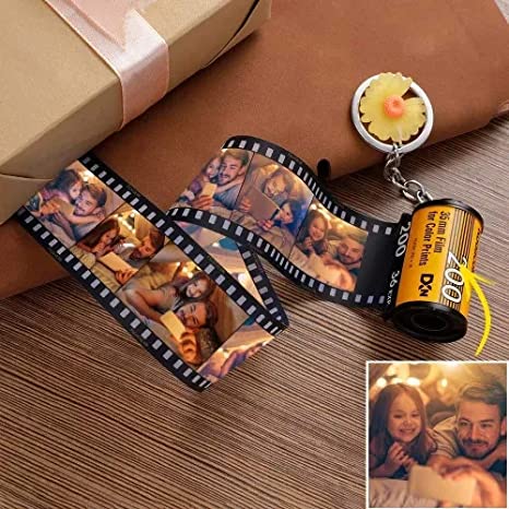 Personalized Keychains with Picture Colorful Custom Camera Film Roll Keychain MultiPhoto Key Rings Photo Reel Album Vintage Retro Unique Custom Gift Birthday Holiday for Lover Dad Mom Kids Friend