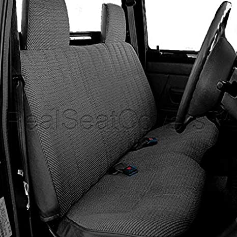 RealSeatCovers for Front Bench Thick A25 Molded Headrest Small Notched Cushion Seat Cover for Toyota Pickup 1984-1989 (Dark Gray, Charcoal)