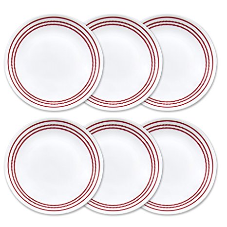 Corelle Livingware 10.25" 6-Piece Dinner Plate Set, Ruby Red