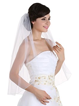 1T 1 Tier Pencil Edge Bridal Wedding Veil - Ivory Elbow Length 30"