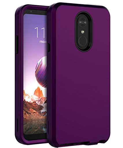 LG Stylo 4 Case,LG Q Stylus Case,LG Stylus 4 Case,SKYLMW Heavy Duty Case Three Layer Hybrid Sturdy Shockproof Armor High Impact Resistant Protective Cover Case for LG Stylo 4,Purple/Black