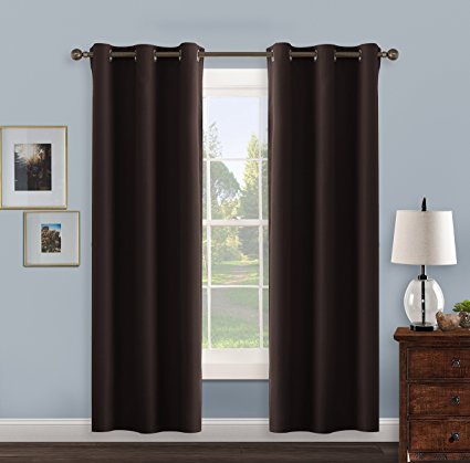 All Season Blackout Curtain Panels - PONY DANCE Energy Efficient Blackout Curtains Heavy Duty Window Treatment Drapery for Living Room,12 Grommets Top,42" x 72",Chocolate Brown,2 Panels