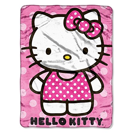 Sanrio, Hello Kitty, Kitty Dot 46-Inch-by-60-Inch Micro-Raschel Blanket by The Northwest Company