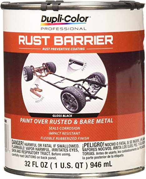 Dupli-Color Flat ERBQ10100 Barrier Rust Preventative Coating, Black, Gloss, 1 Quart, 32. Fluid_Ounces