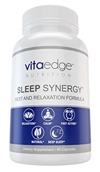 Vitaedge All Natural Sleep Aid with Melatonin, Valerian Root, Ashwangandha & Chamomile - Rest Well, Wake Refreshed - Herbal, Non-Habit Forming Sleeping Pill - 60 Veggie Caps