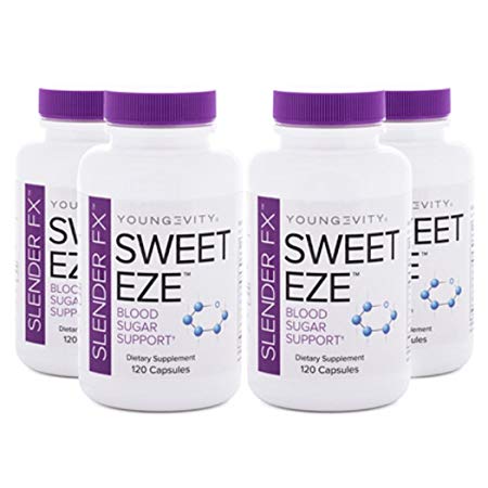 Slender FX Sweet Eze Blood Sugar Regulator - 4 Bottles 120 Capsules Per Bottle (Ships Worldwide)