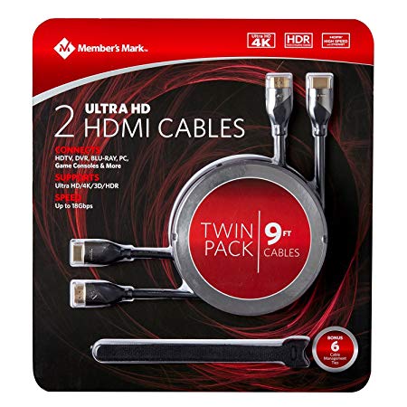 Member's Mark 2pk. 9ft. HDMI Cables