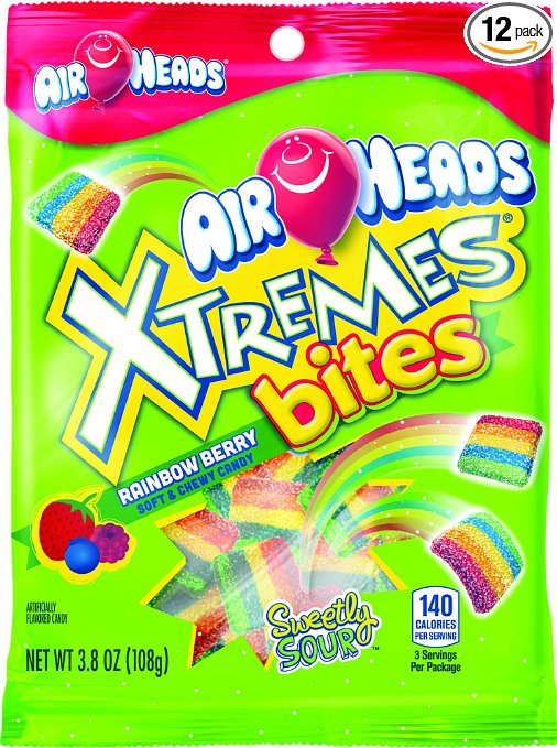 Airheads Xtremes Bites Rainbow Berry Peg Bag, 3.8 Ounce (Pack of 12)