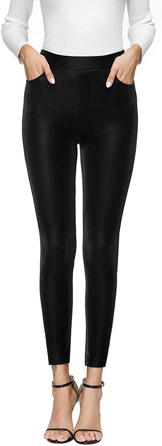 MCEDAR Faux Leather Legging for women Black leather pants High Waist Sexy Skinny Outfit for Causal, Club, Night Out