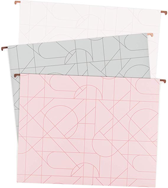 U Brands Modern Pretty Fashion Hanging File Folders, Letter Size, Assorted Colors, 12 Pack