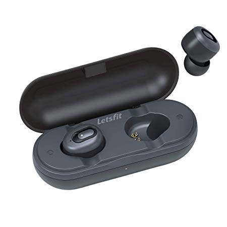 Letsfit True Wireless Earbuds, Mini Sport Headphones Headset, HiFi 3D Stereo Sound, Ultralight in-Ear Earphones with Portable Charging Case Built-in Mic, for iPhone Android Smartphones