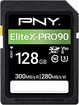 PNY 128GB EliteX-PRO90 Class 10 U3 V90 UHS-II SDXC Flash Memory Card