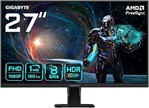 Gigabyte GS27FA Moniteur de Jeu 27" FHD - 1920 x 1080, 180Hz, 1ms, 300 CD/m², FreeSync, HDR Ready, HDMI 2.0