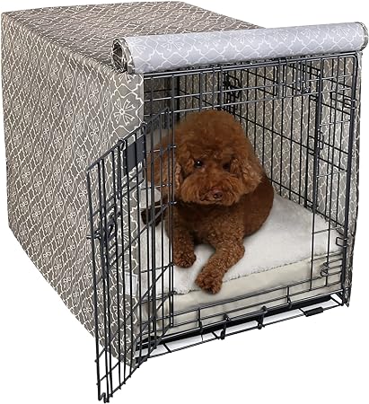 Explore Land Pattern Dog Crate Cover for 54 Inches Wire Cage, Heavy-Duty Polyester Indoor Pet Kennel Covers Universal Fit for 1 2 3 Doors Standard Metal Crate (Vintage Violet)