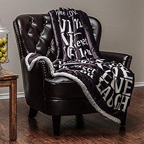 Chanasya Love You Miss You Message Throw Blanket - Gift for Women Men Cancer Patient - for Couch Bed - Super Soft Plush Fleece Healing Thoughts Comfort Caring Gift (50 x 65 Inc) - Dark Grey