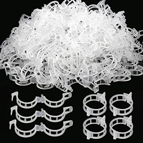 VASLON 200 PCS Plant Support Garden Clips for Vine Vegetables,Tomato Trellis Clips,Makes Garden Vegetables to Grow Upright and Healthier White