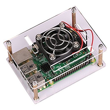 GeeekPi Acrylic Case Clear Case Enclosure Shell Cover with Cooling Fan for Raspberry Pi 3/2 Model B/B