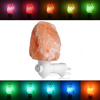 Hsctek Himalayan Salt Lamp-Mini Natural Night Wall Light with US Plug for Purify Air,Light and Nurse,Breathing Color