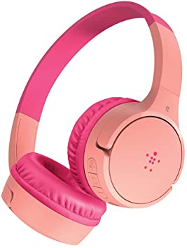 Belkin SoundForm Kids Wireless Headphones with Built in Microphone, On Ear Headsets Girls and Boys for Online Learning, School, Travel Compatible with iPhones, iPads, Galaxy and More - Pink