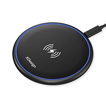 XDesign 10W Wireless Charger, Qi-Certified Rounded Charging Pad with Anti-Slip Base Compatible for iPhone X iPhone 8 Plus/ Galaxy S9 S8 S8  /Galaxy S7/ Galaxy S7 Edge/Note 9 8 [No AC Adapter] (XD75)