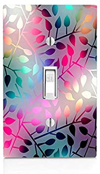 Trendy Accessories Decorative Colorful Neon Leaves Single Light Switch Wall Plate Cover (not Decal)
