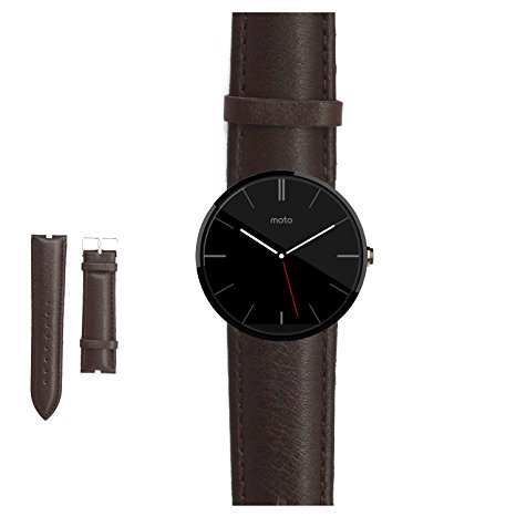 MOTONG Italy Replacement Genuine Leather Watch Band Watch Strap Bracelet for Motorola Moto 360 Watch (leather brown)
