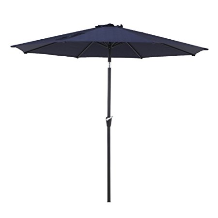 Grand Patio Outdoor Market Umbrella with Push Button Tilt and Crank, Patio Umbrella, 9 Ft, Blue