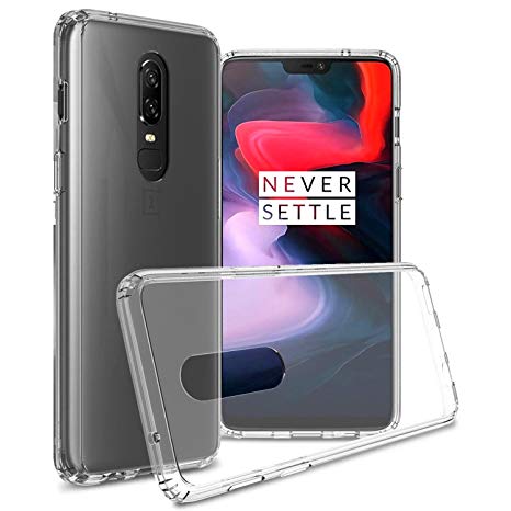 OnePlus 6 Clear Case, CoverON [ClearGuard Series] Slim Fit Phone Cover with Clear Hard Back and TPU Bumpers for OnePlus 6 - Clear