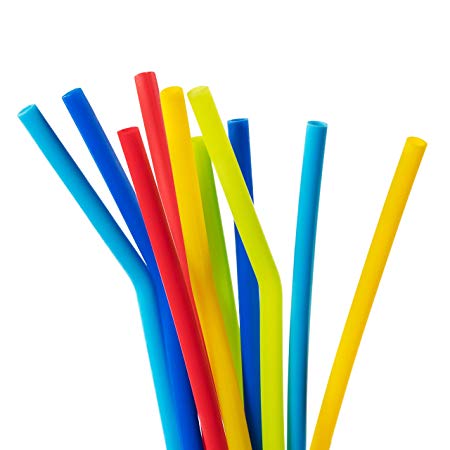 Skinny Reusable Silicone Straws 10-Pack