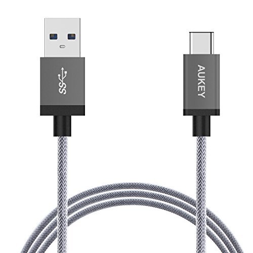 USB Type C Cable AUKEY USB 30 A to USB-C  Type C  Nylon Braided Sync and Charging Cable for Apple New MacBook 12  Nexus 6P  Nexus 5x  Nokia N1 One Plus 2  and other Devices