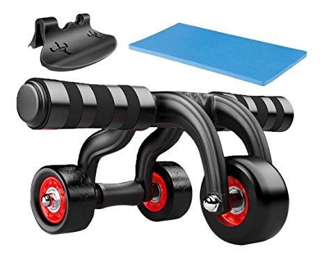 Popsky 3-Wheel Triangular Ab Roller with Kneepad &Floor Stopper, Body Fitness Strength Training Machine AB Wheel Gym Tool ，Supports 500 Ib