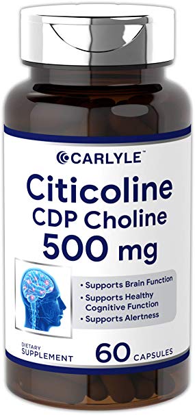 Carlyle Citicoline CDP Choline 500mg 60 Capsules – Supports Brain Function, Healthy Cognitive Function and Alertness – Non-GMO, Gluten Free