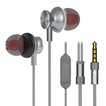 Wired In Ear Earbuds, Mijiaer M30 Stereo Bass Headphones with Microphone Noise Isolating 3.5mm Jack Earphones Remote Control for iPhone, Samsung, Huawei, LG, Motorola Laptop, MP3 etc (Gray)
