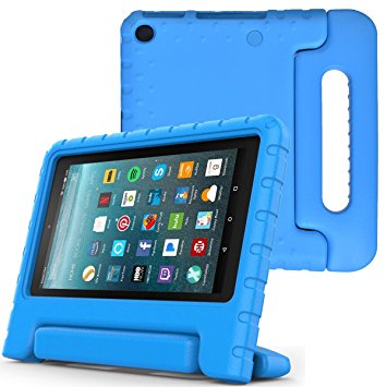 MENZO Case for All-New Fire 7 inch 2017 - Kids Shock Proof Convertible Handle Light Weight Super Protective Stand Cover for All-New Fire Tablet(7" Display - 2017 Release Only), BLUE