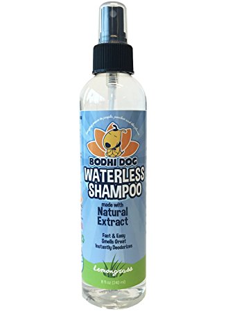 New Waterless Dog Shampoo | All Natural Dry Shampoo for Dogs or Cats No Rinse Required | 100% Non-Toxic with Natural Extract | Vet and Pet Approved Treatment - Made in USA - 1 Bottle 8oz (240ml)