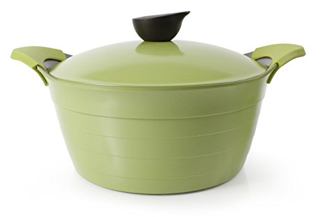 Neoflam Eela 7 QT Ceramic Nonstick Stockpot with Steam Releasing Lid in Olive Green