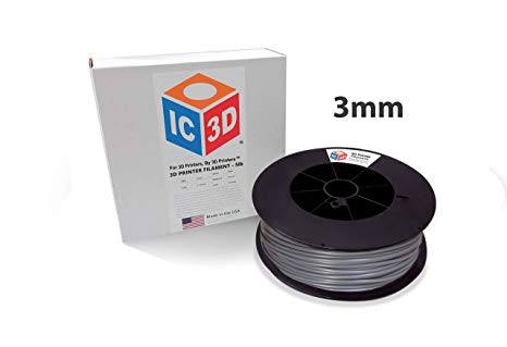 IC3D Grey 3mm ABS 3D Printer Filament - 5lb Spool - Dimensional Accuracy  /- 0.05mm - Professional Grade 3D Printing Filament - MADE IN USA