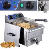 Commercial Professional Electric 10L Deep Fryer Timer and Drain Stainless Steel French Fry Restaurant Kitchen