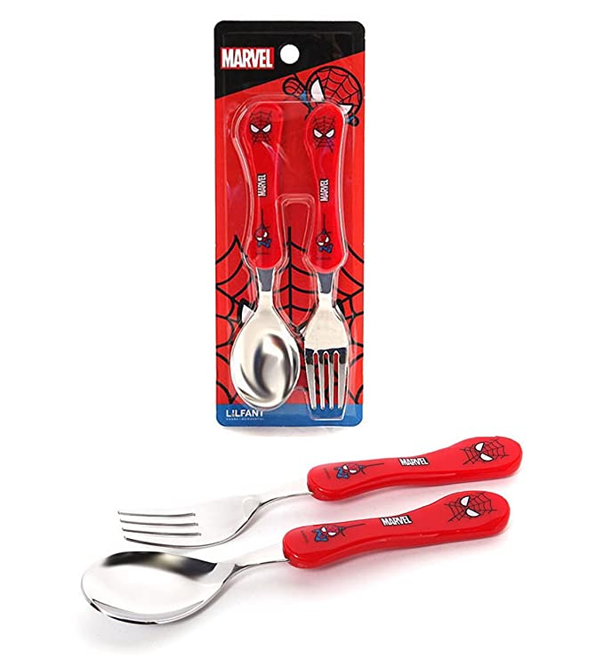 Spider-Man Kids Spoon & Fork Set Easy Grip Kids Cutlery Flatware, Non-Toxic Stainless Steel Dinnerware