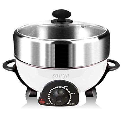 Sonya SYHP-1A Multi-Functional Non Stick Electric Shabu shabu Hot Pot 4-in-1 Super Cooker, Bonus BBQ Grill Pan