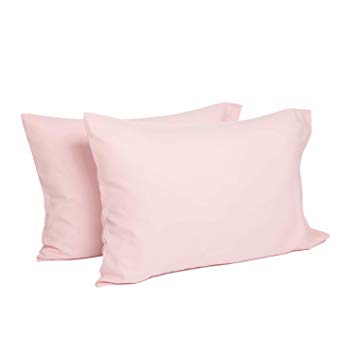 TILLYOU Toddler Travel Pillowcases Set of 2, 14x20- Fits Pillows Sized 12x16, 13x18 or 14x19, 100% Silky Soft Microfiber, Envelope Closure Machine Washable Kids Pillow Cases, Lt Pink