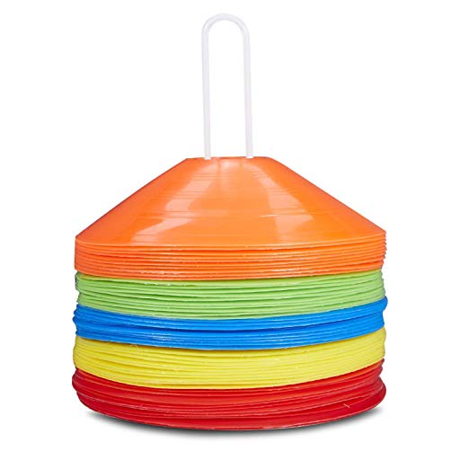 Pro Disc Cones Soccer Cones for Training Kids Sports Cones Football Cones Set of 50 Field Cone Markers with Carry Bag and Holder